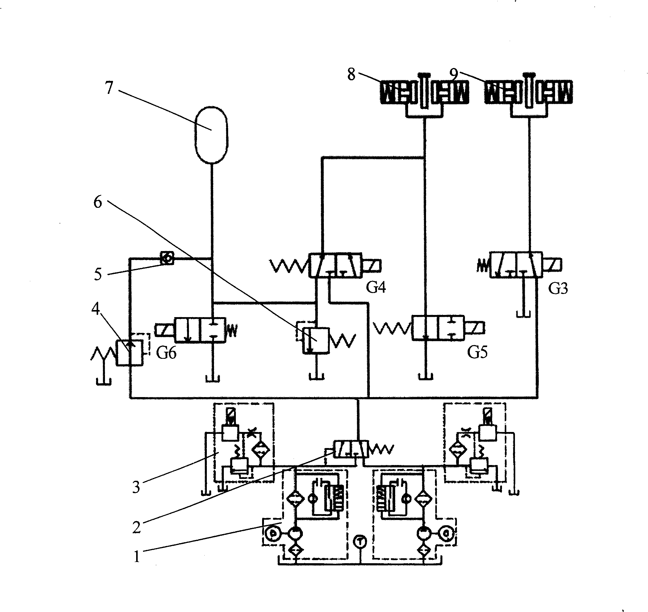 Double-stage braking hydraulic station with high-reliability scavenge oil and control method thereof