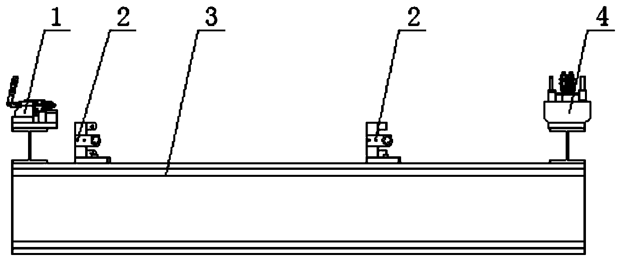 Equipment used positioning and mounting right bracket of hoisting beam