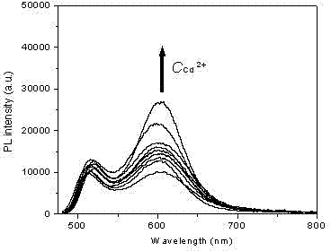 Quantum dot-organic dye compound closed/open type cadmium ion ratio fluorescent probe and preparation method thereof