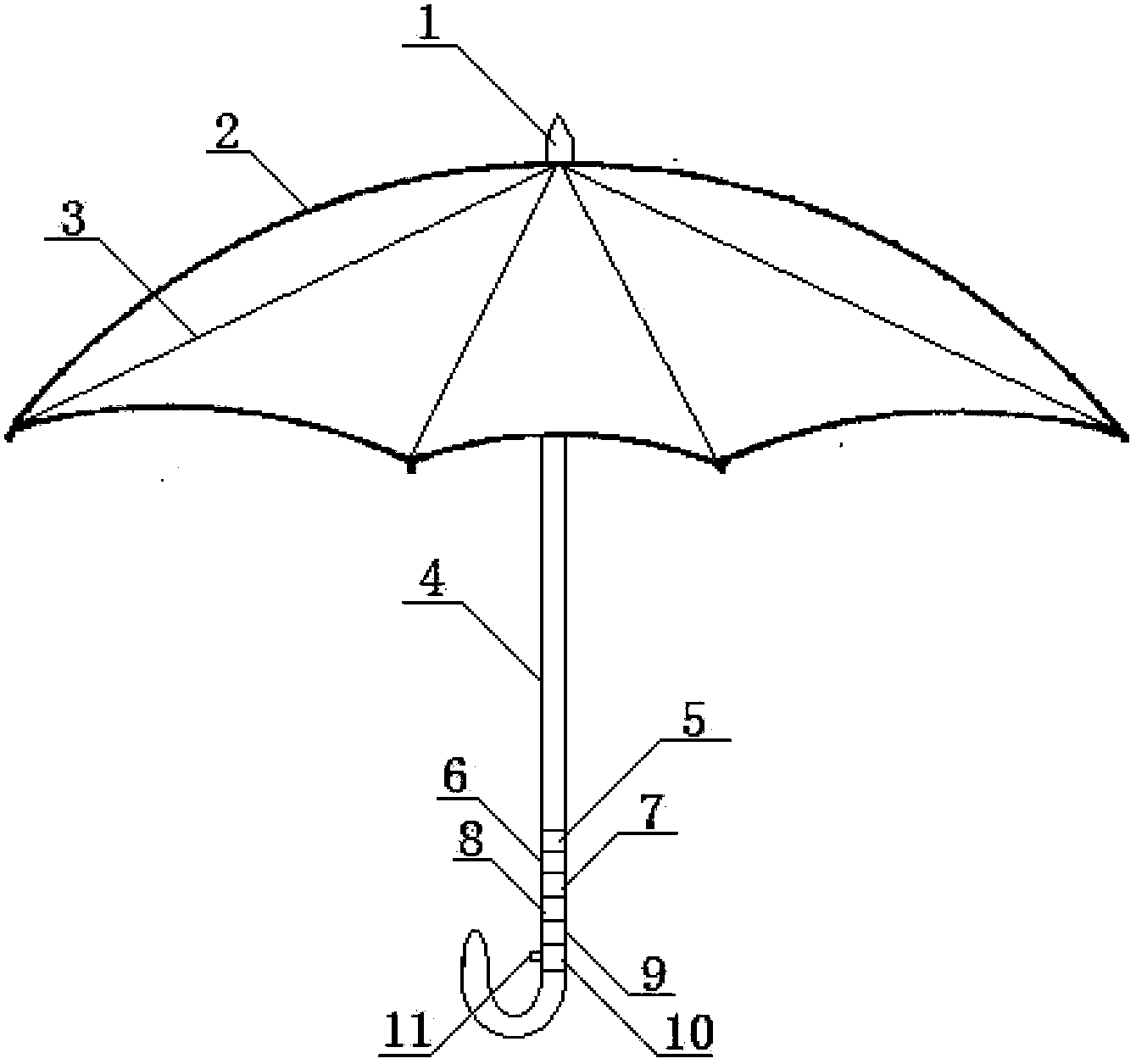 Umbrella structure capable of playing songs