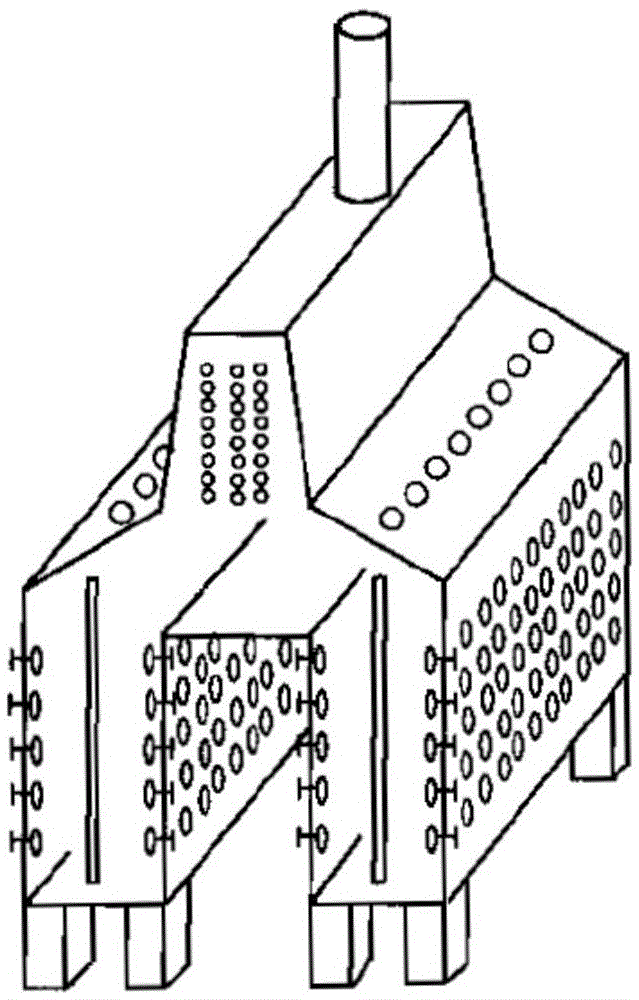 An ethylene cracking furnace with a double-stage heating structure