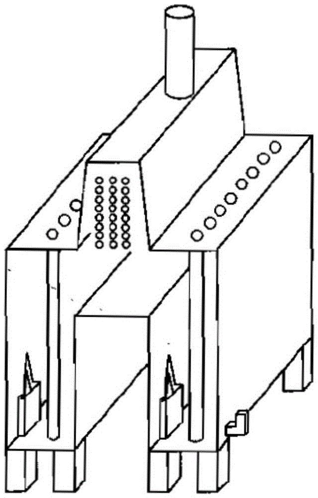 An ethylene cracking furnace with a double-stage heating structure
