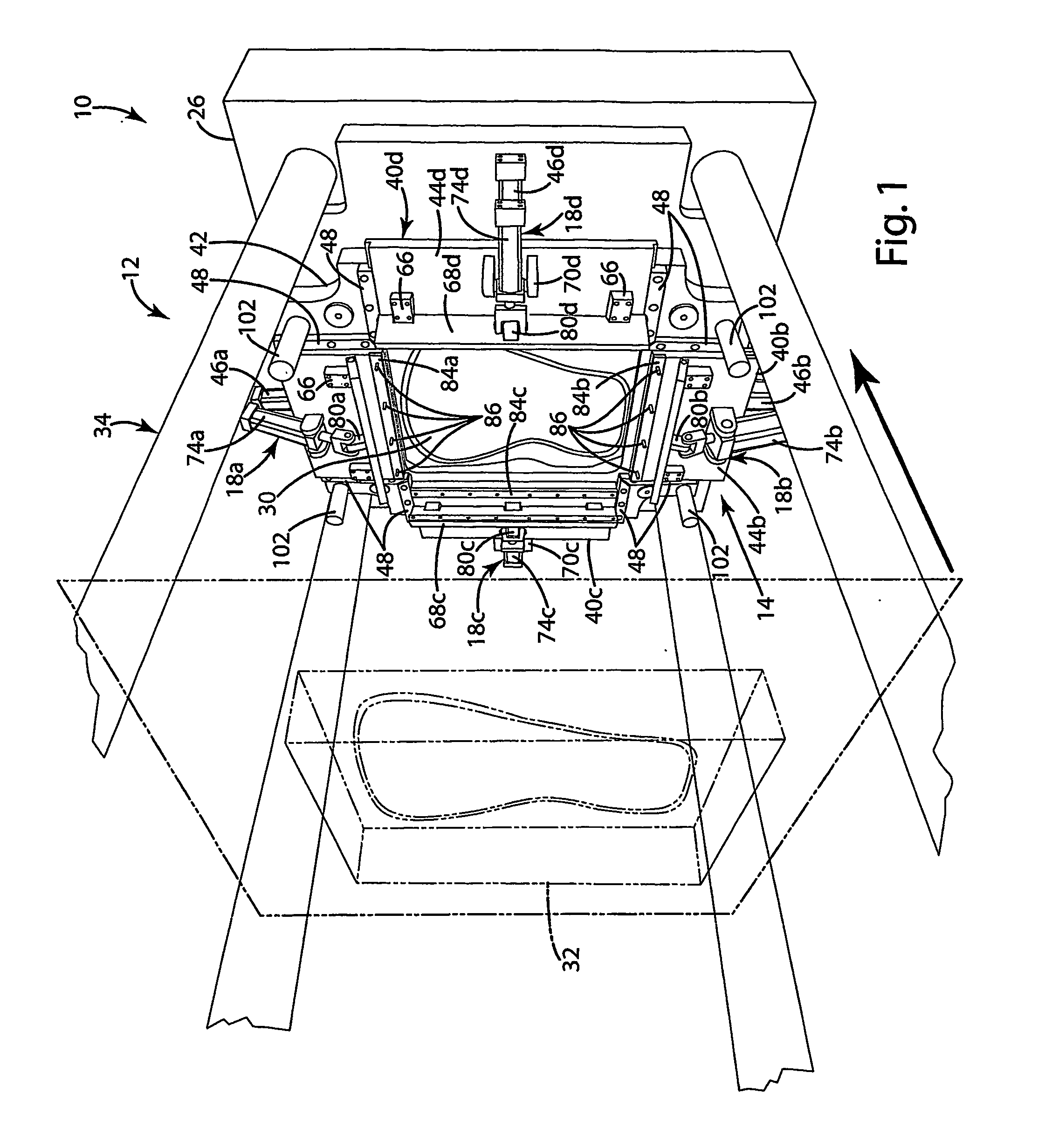 Apparatus and method for molding onto a stretched blank