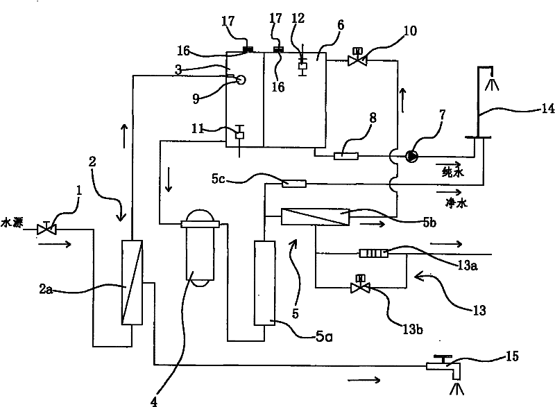 Quality-separation water clarifier with water purification function