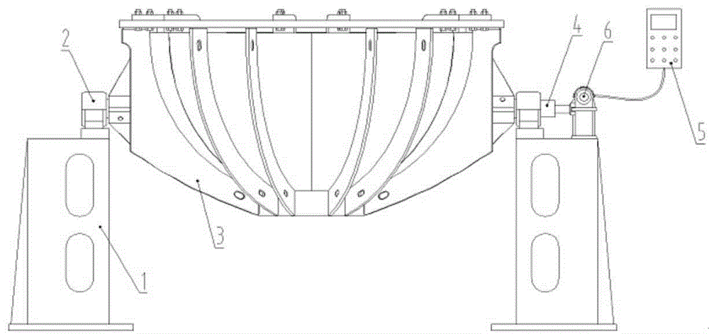 An auxiliary welding device for tailor-welding hemispherical shells from equally divided melon petals