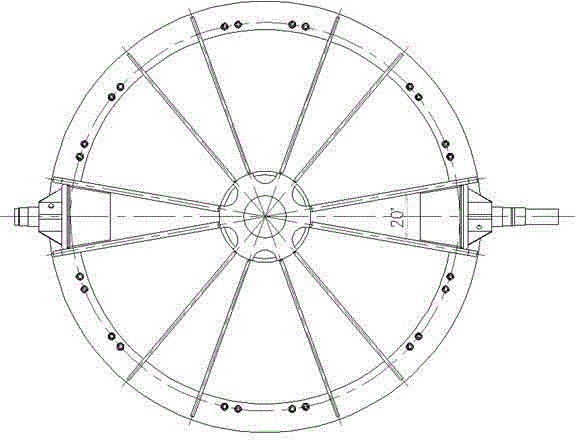 An auxiliary welding device for tailor-welding hemispherical shells from equally divided melon petals