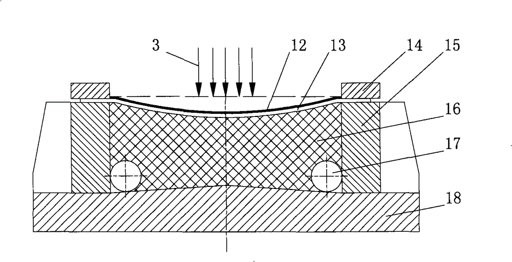 Method and device for laser shock forming on the basis of polyurethane rubber film