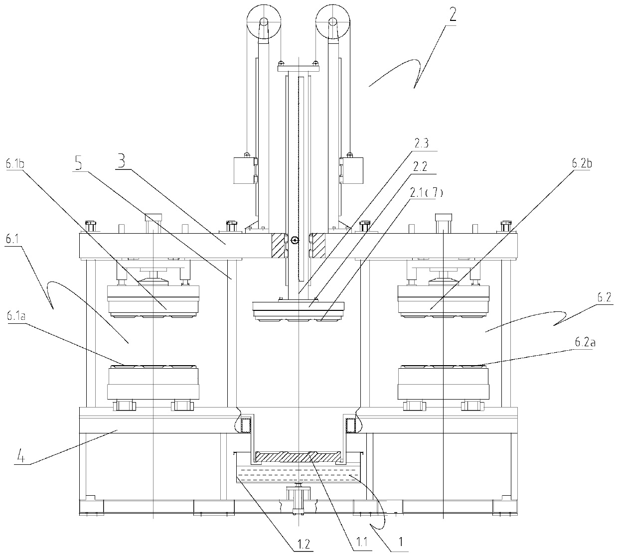 Method for moving mold of plant fiber molding machine up and down and line rail type up and down mold moving device