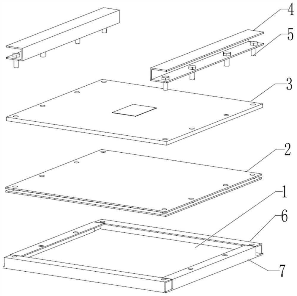 Modular suspended ceiling back rib reinforced water corrugated steel plate structure