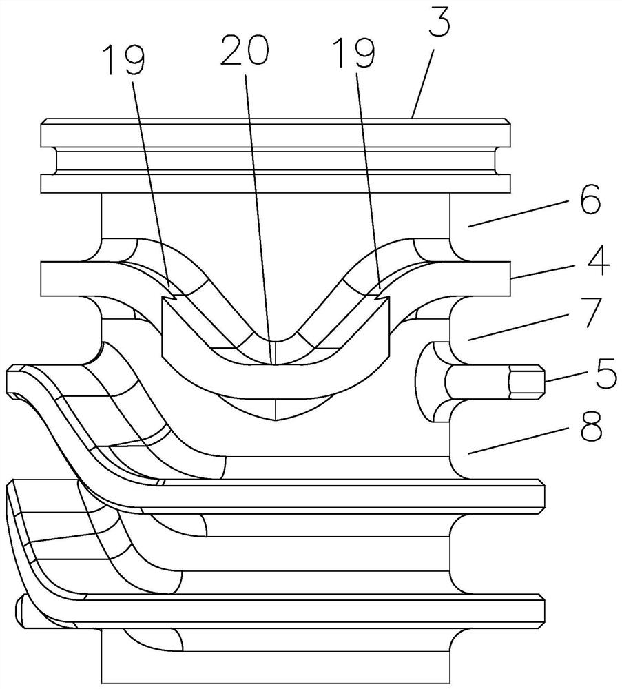 Mold cavity cooling water channel structure combining circulating water channel and spiral water channel