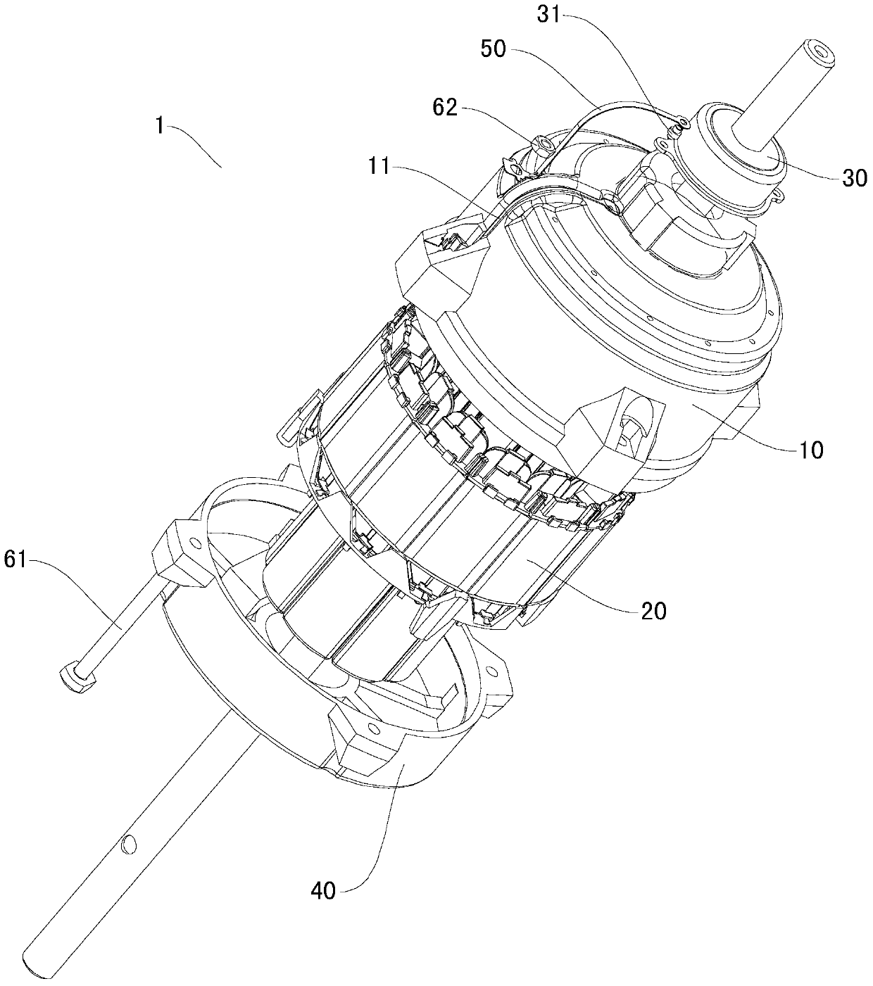 Motor and housing assembly for motor
