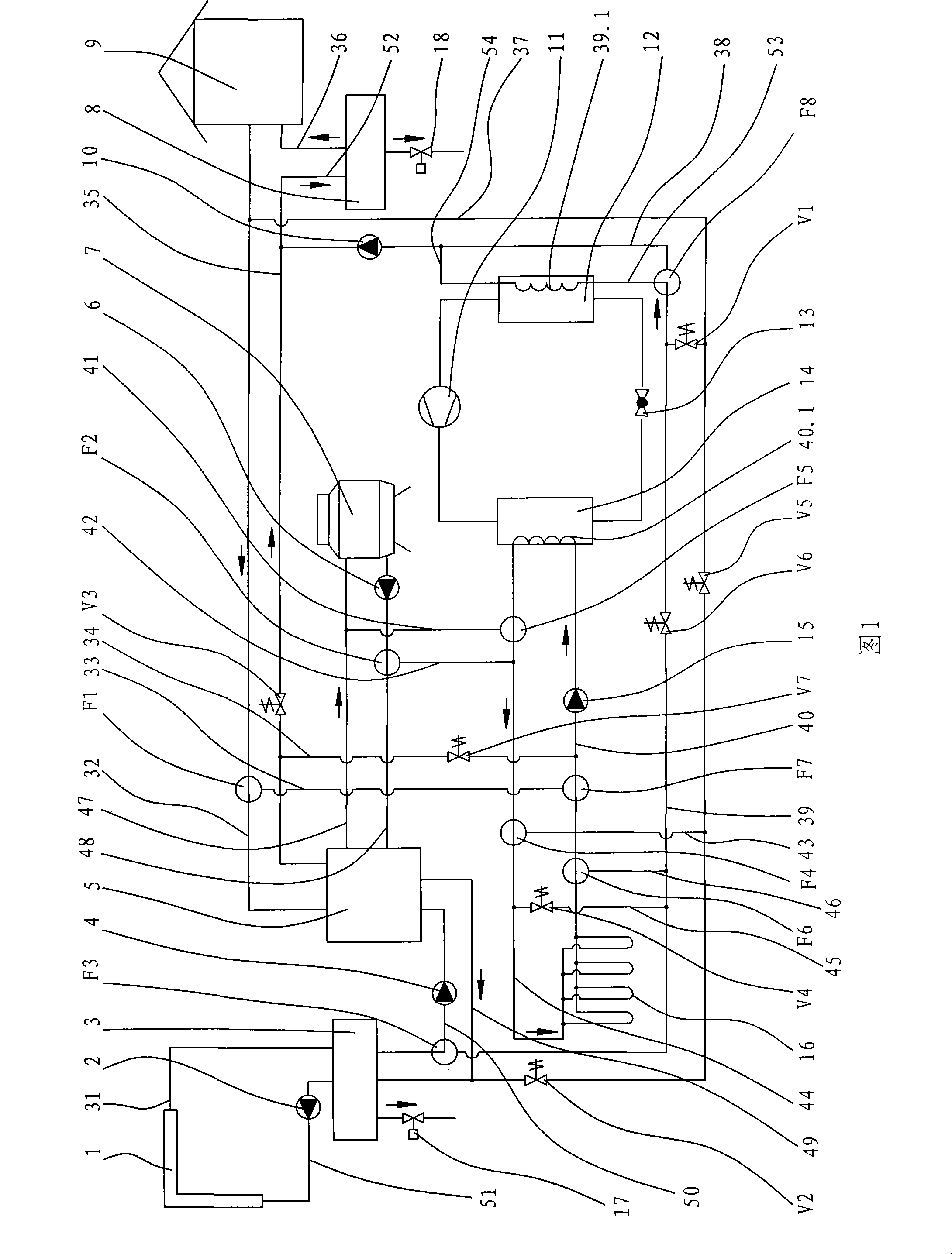 Solar energy absorption type refrigeration and ground source heat pump coupling combined supplying system