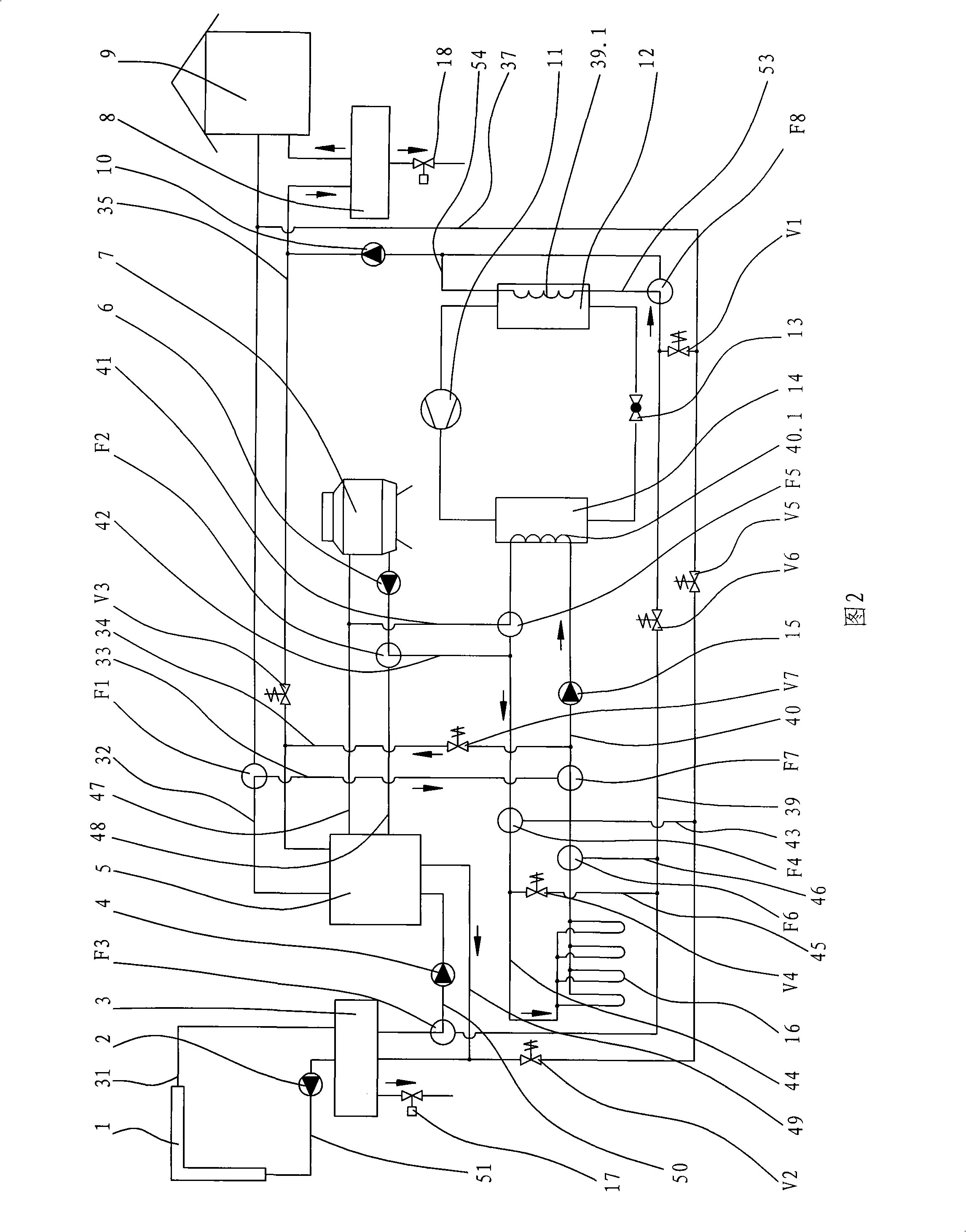 Solar energy absorption type refrigeration and ground source heat pump coupling combined supplying system