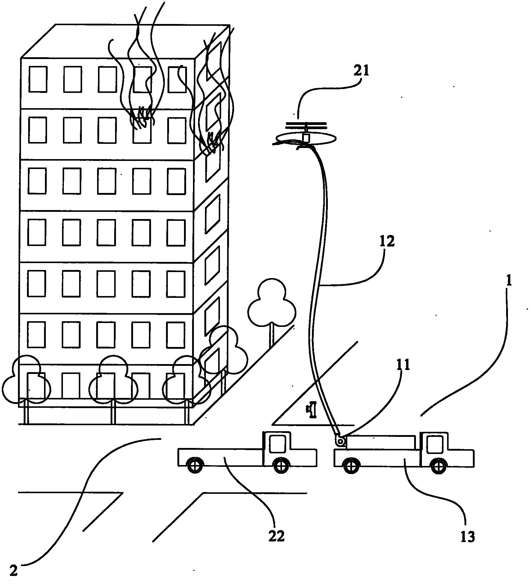 Air extinguishment robot system for high-rise building and steep hill forest
