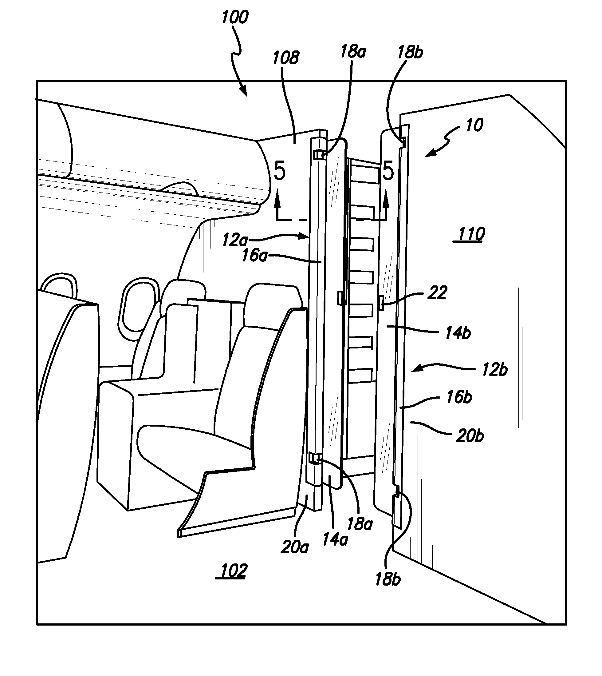 Aircraft aisle partition with swinging doors