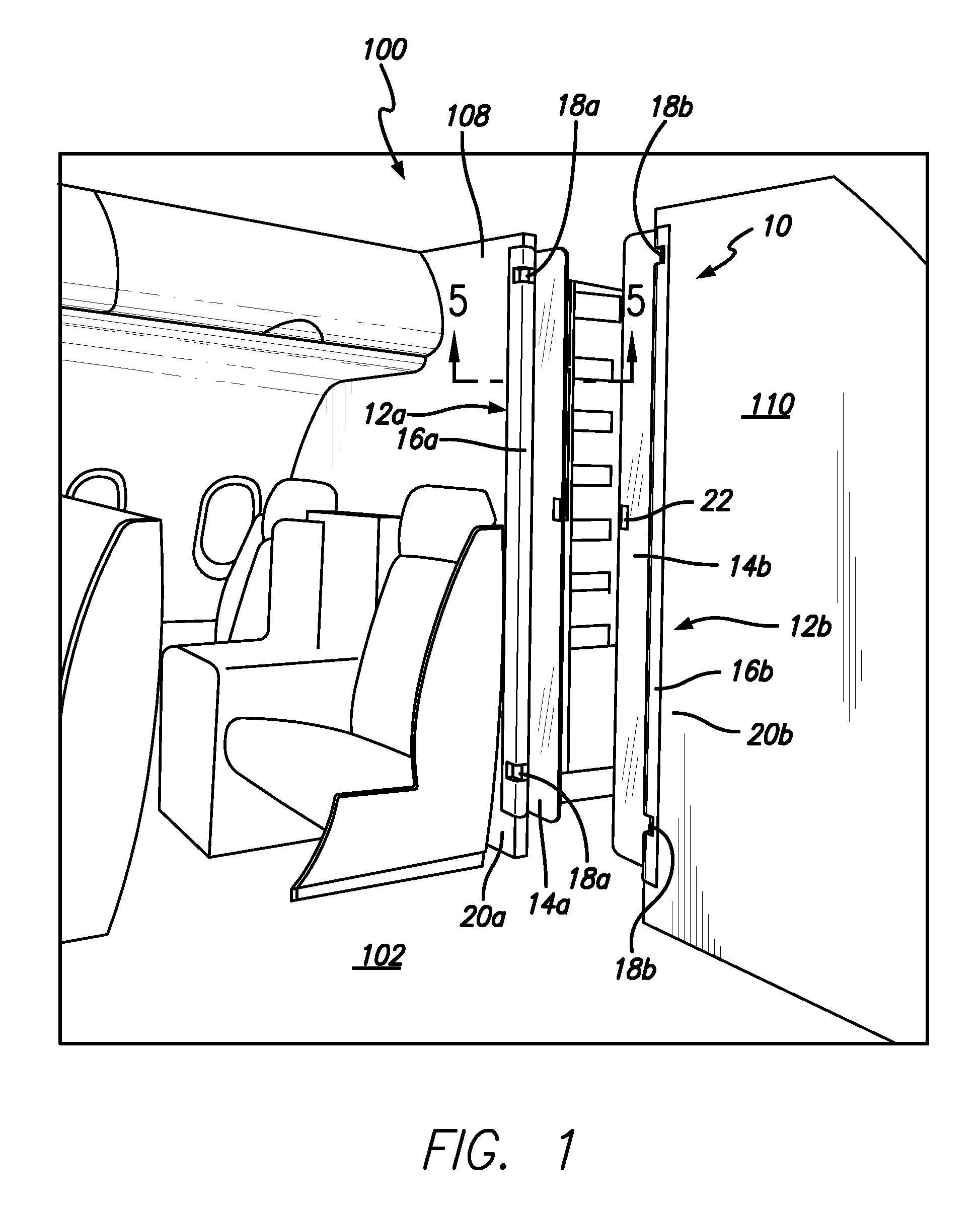 Aircraft aisle partition with swinging doors
