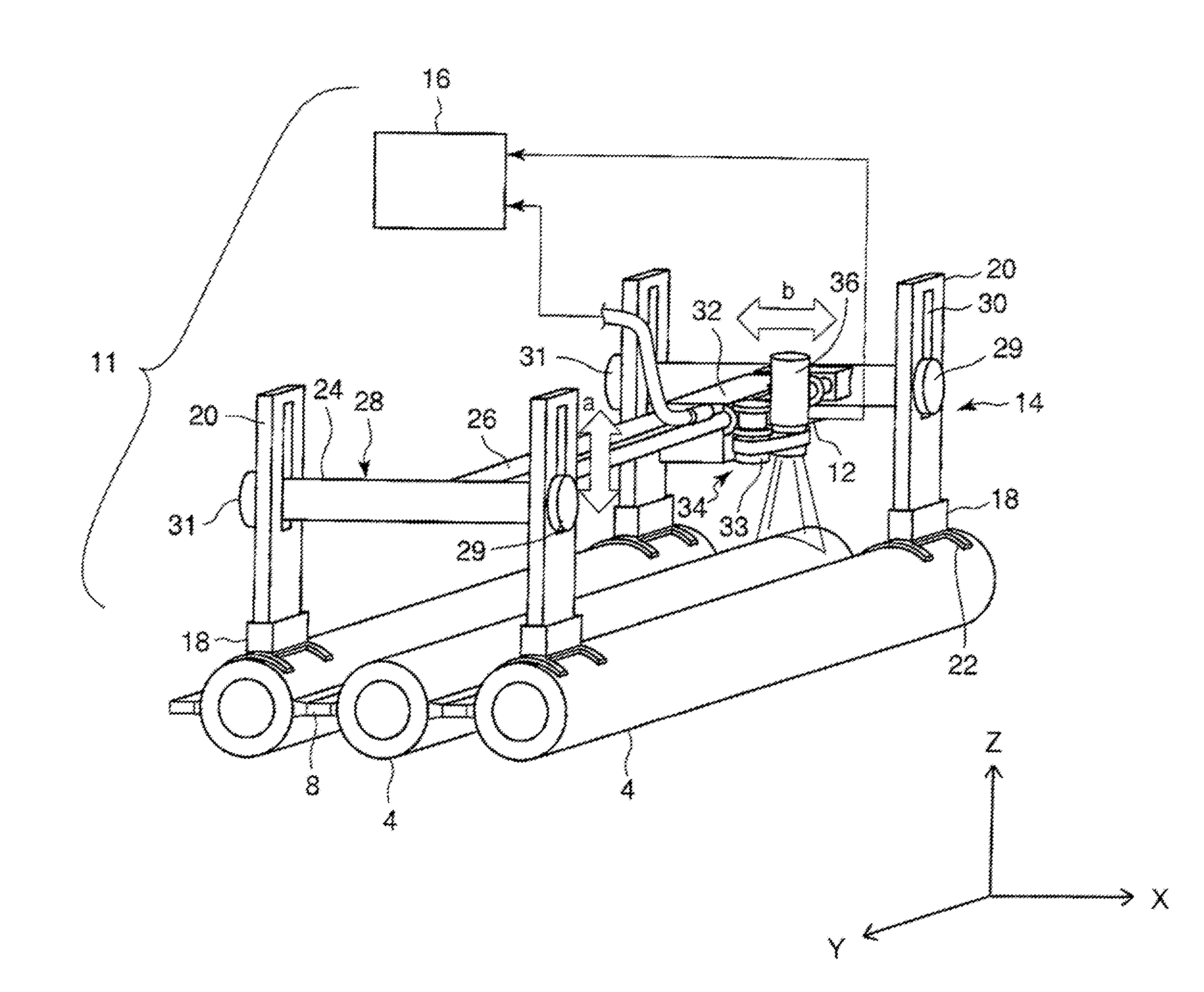 Inspection device and inspection method for boiler furnace water wall tubes