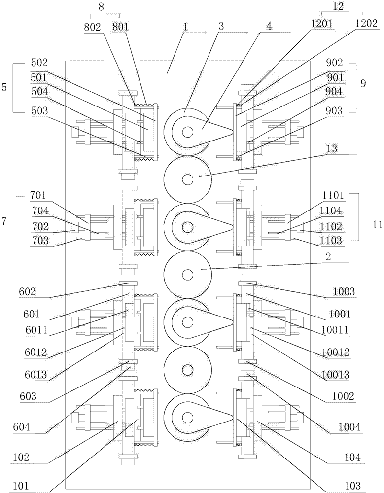 Multi-executing-mechanism compressor valve block punching machining device