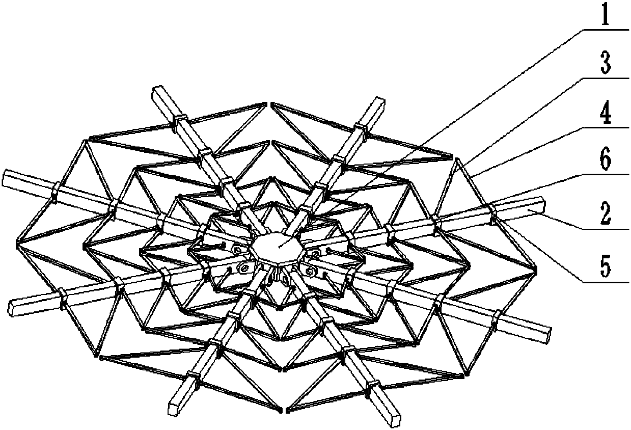 Space folding-unfolding mechanism provided with cranks and slide blocks as folding-unfolding units and adopting rigid hinge connection