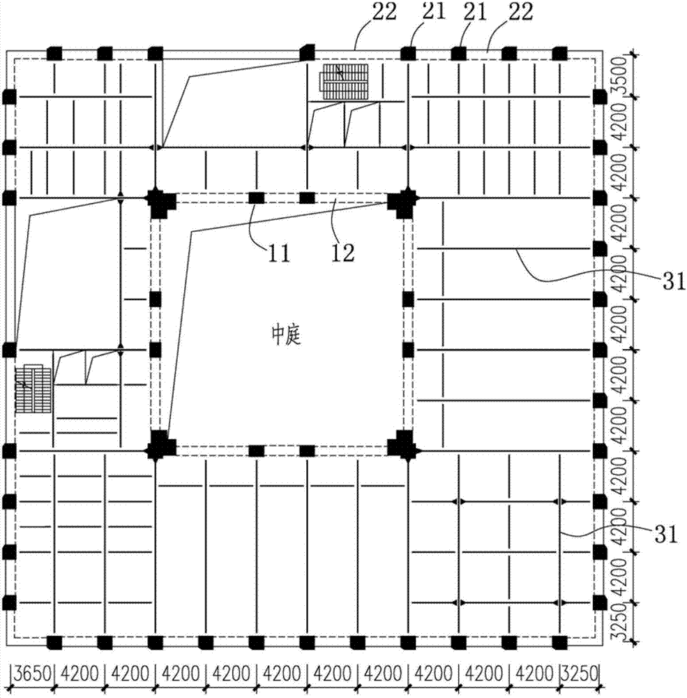 SRC (steel reinforced concrete) system based inner-tube-free super high-rise building structure