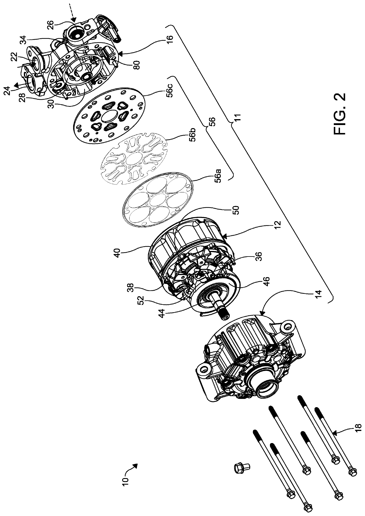 Vapor injected piston compressor