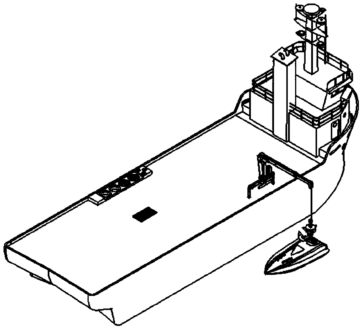 An unmanned boat deployment and recovery device based on a rope parallel robot
