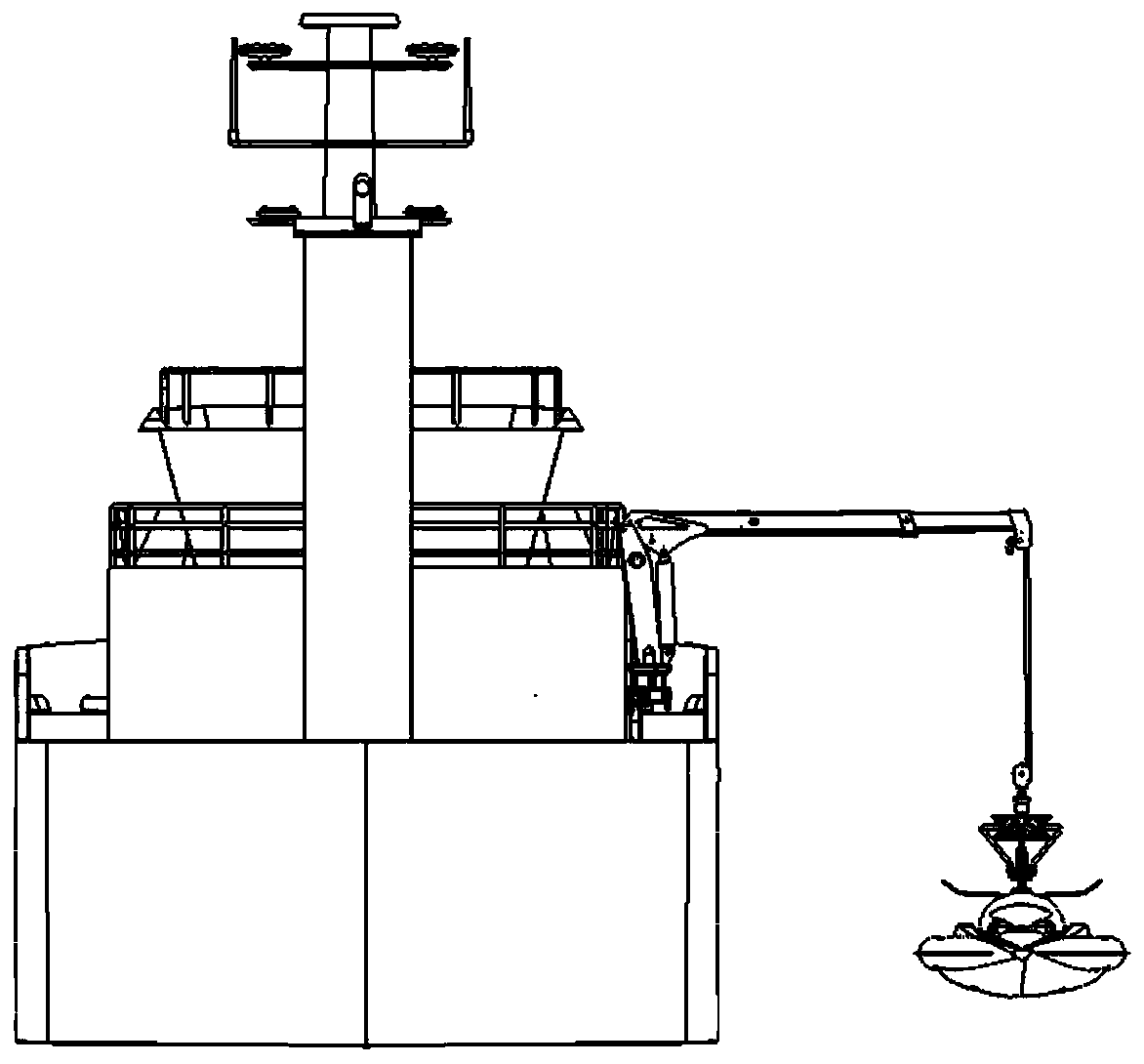 An unmanned boat deployment and recovery device based on a rope parallel robot