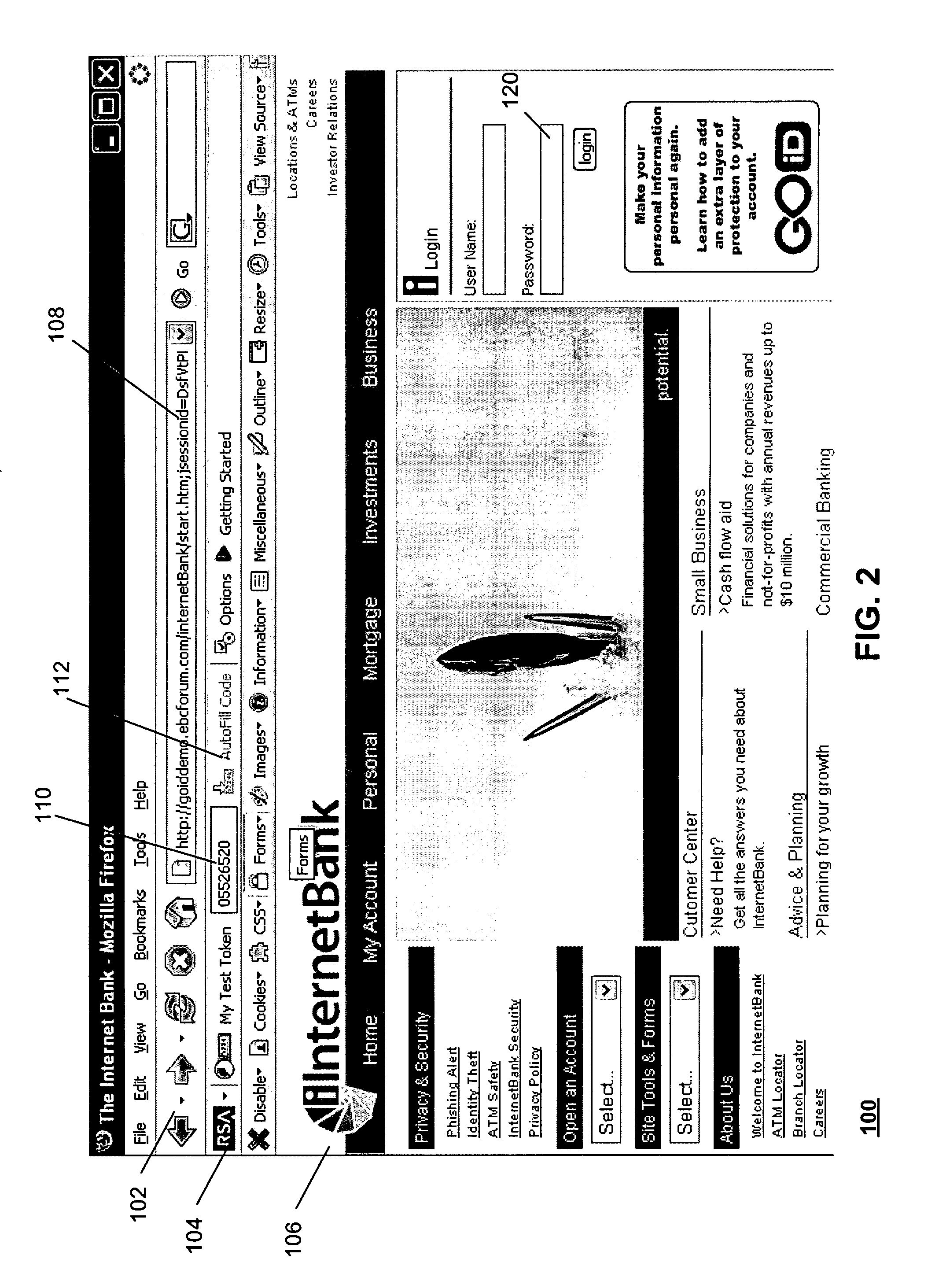 Method and system for providing a one time password to work in conjunction with a browser