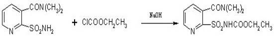 Method for synthesizing 2-ethoxycarbonylaminosulfonyl-N,N-dimethyl nicotinamide
