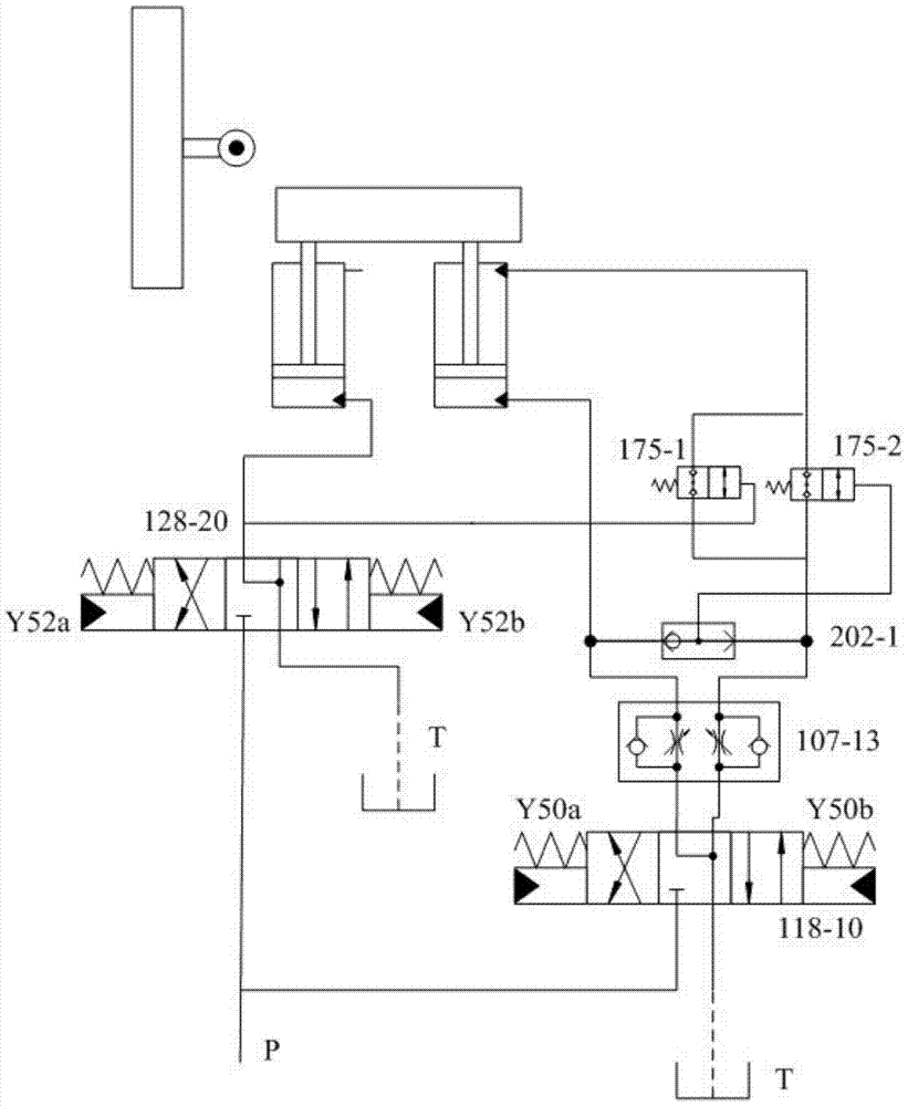 A hydraulic logic control device for pressure adaptive switching of main and auxiliary hydraulic cylinders