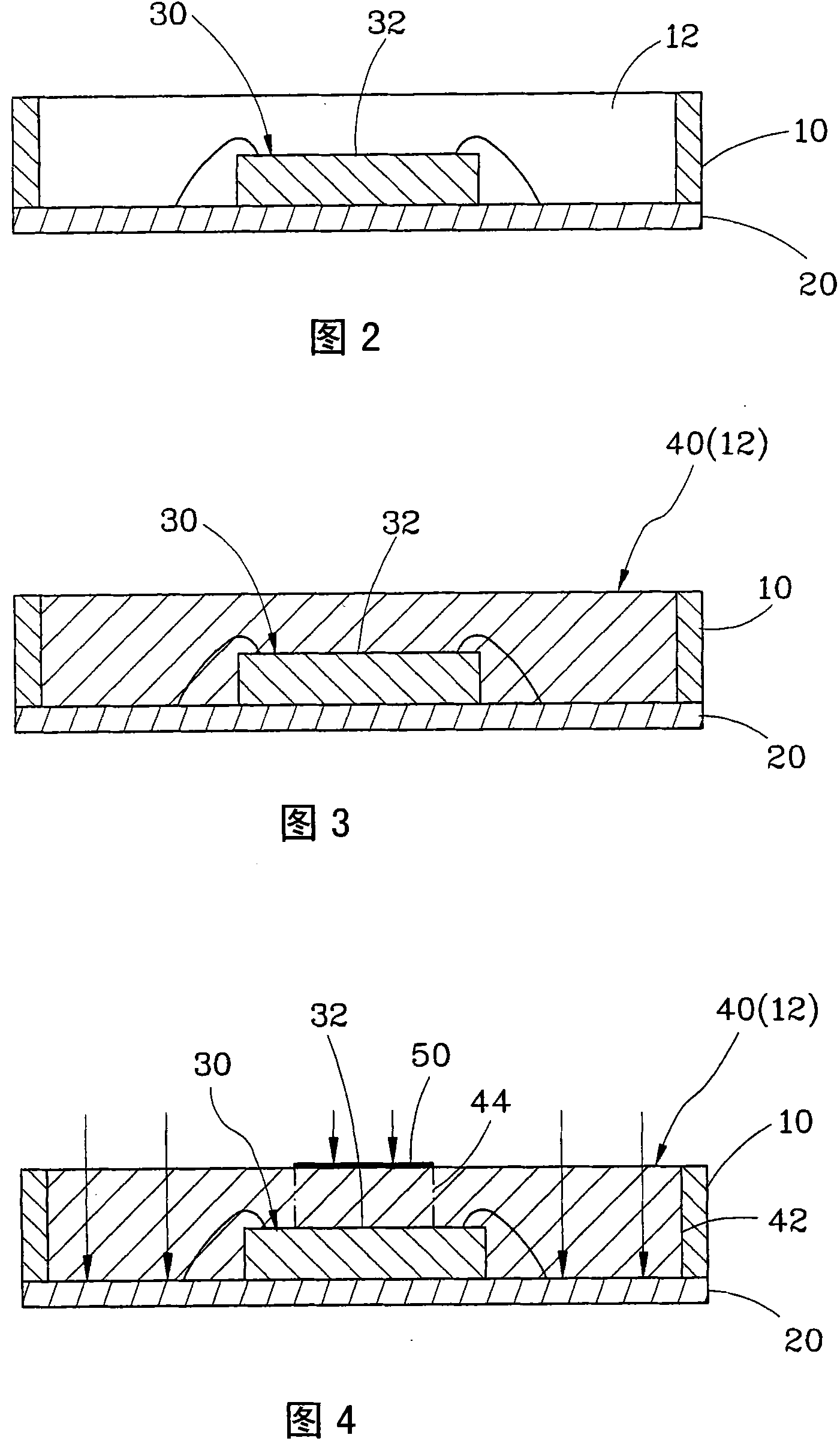 Encapsulation employing optical hardening glue