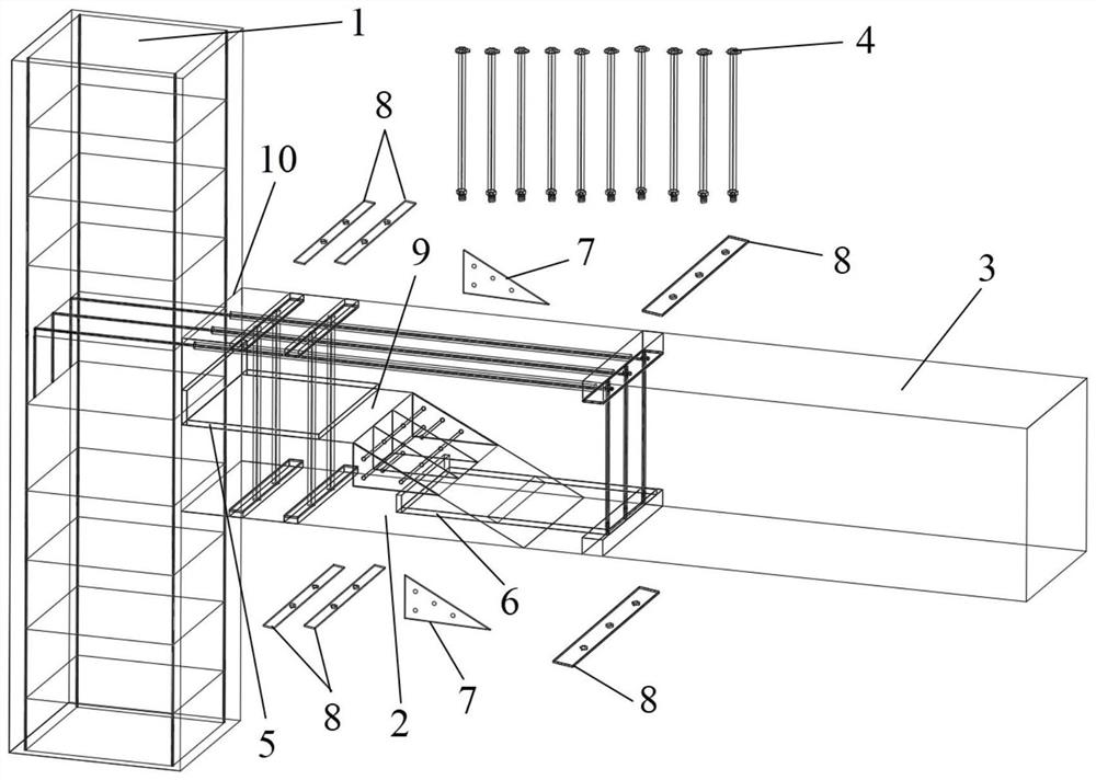 Assembled mortise and tenon bracket type beam-column joint connecting device