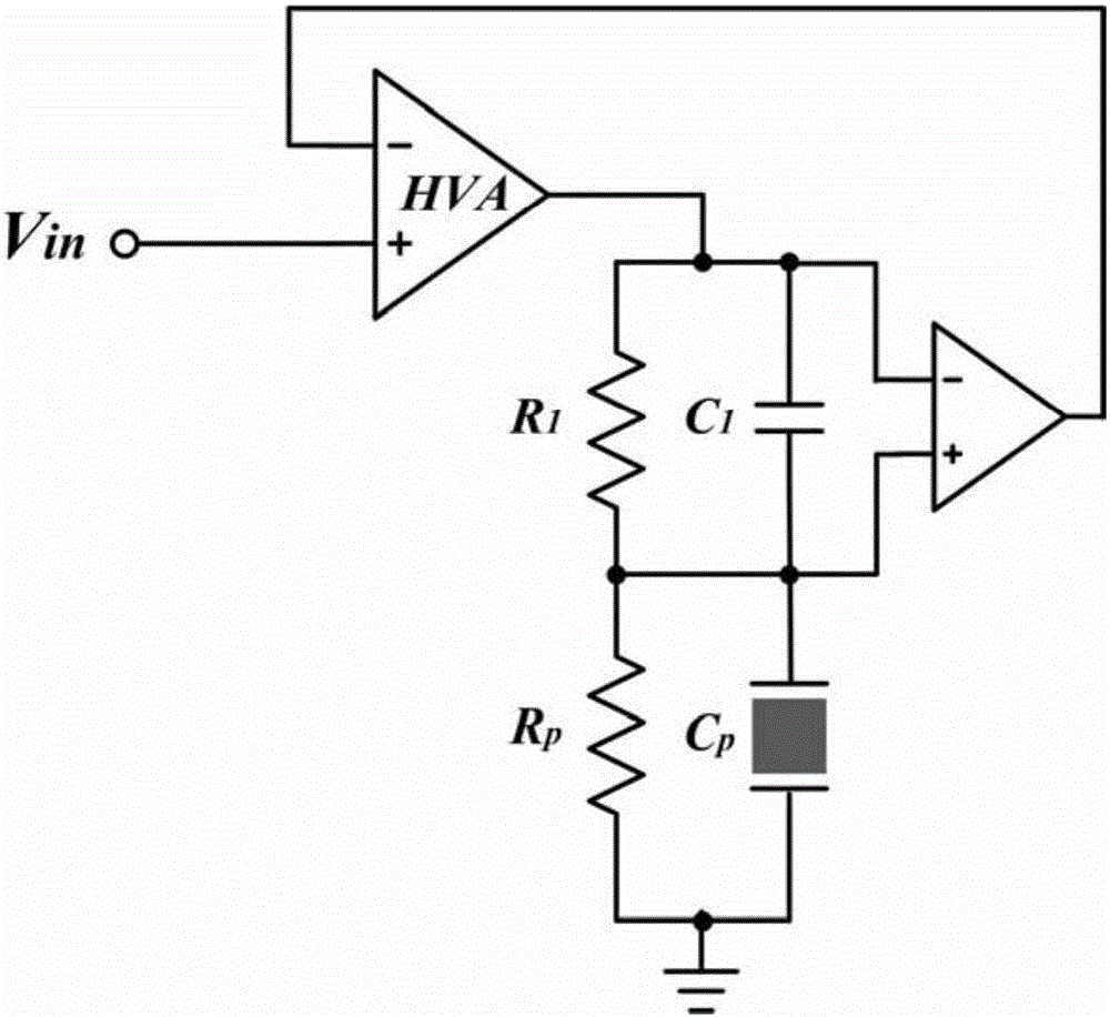 Grounding piezoelectric ceramic charge driver with composite low-frequency channel