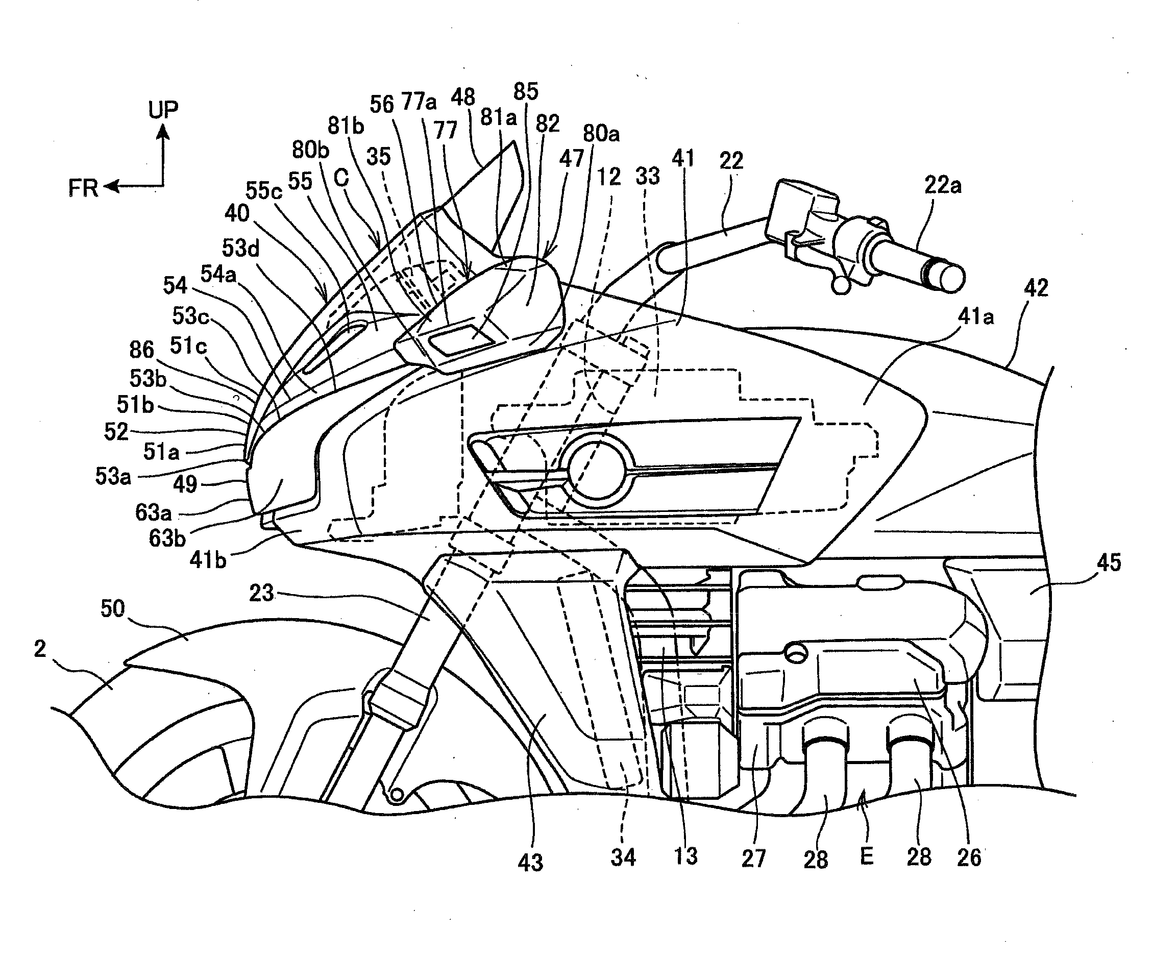 Vehicle body front structure of saddle-type vehicle