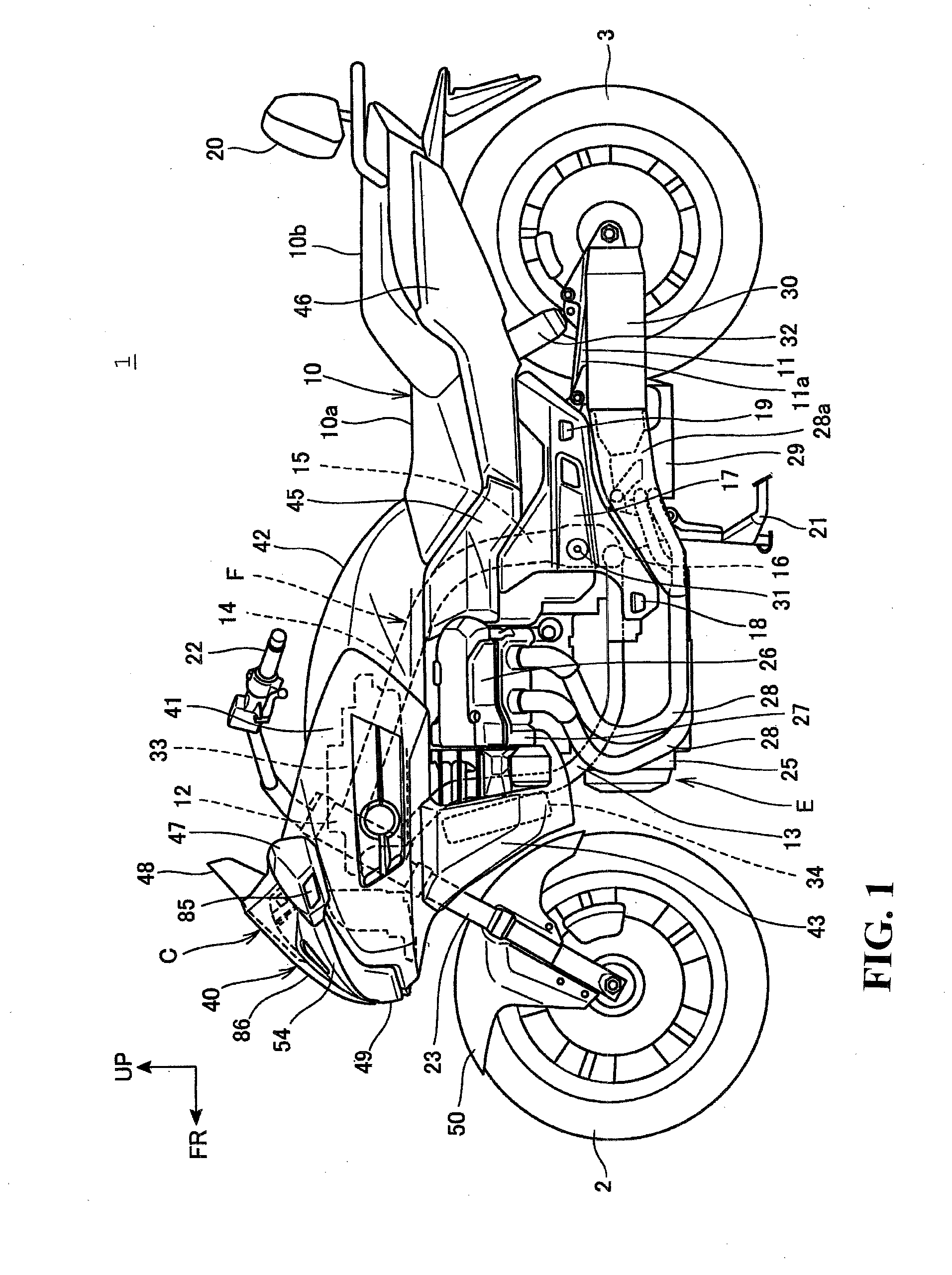 Vehicle body front structure of saddle-type vehicle