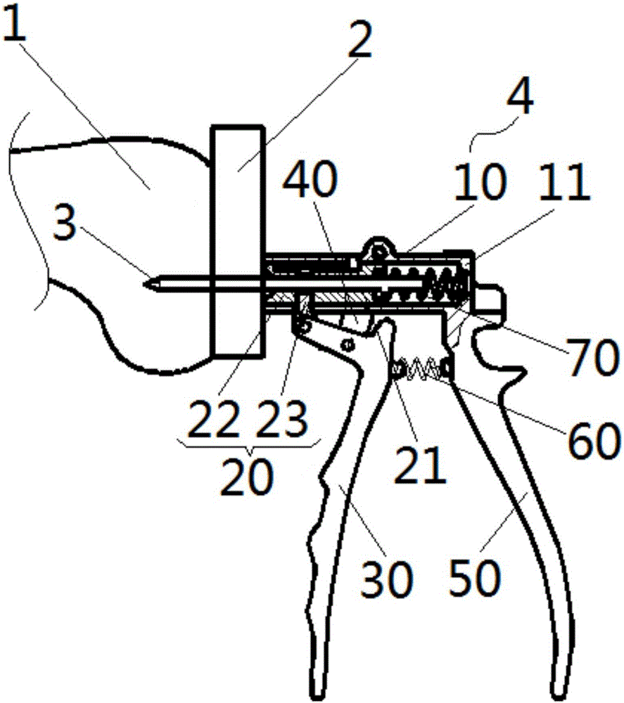 Bone fixation nail taking-out device and bone fixation nail taking-out system