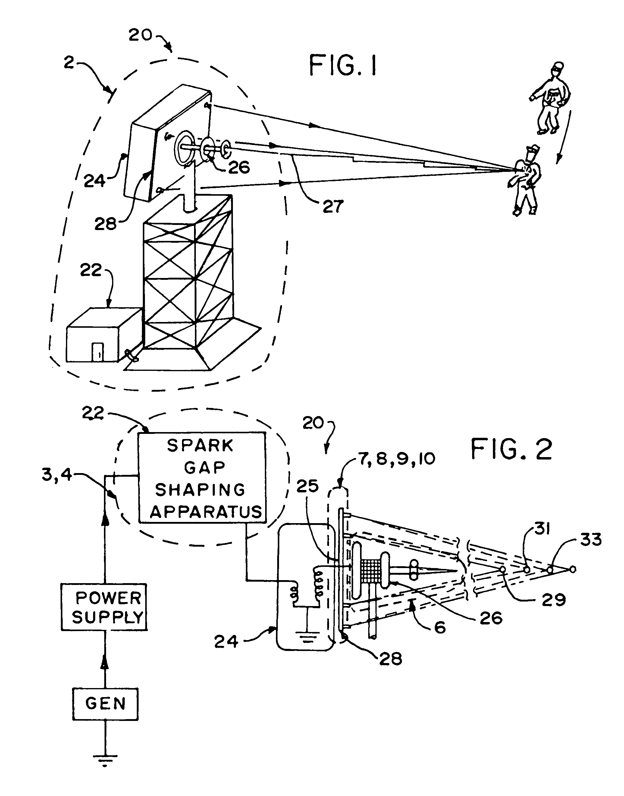 Tunable and aimable artificial lightening producing device