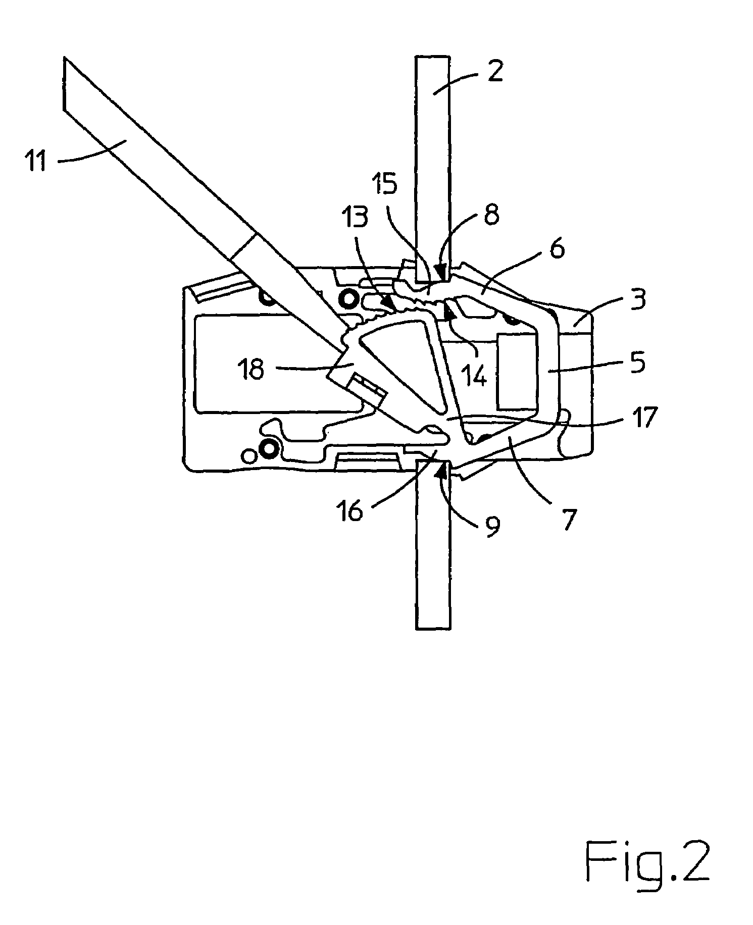 Clamp/plug connector for through-wall connection having wedge-shaped attachment