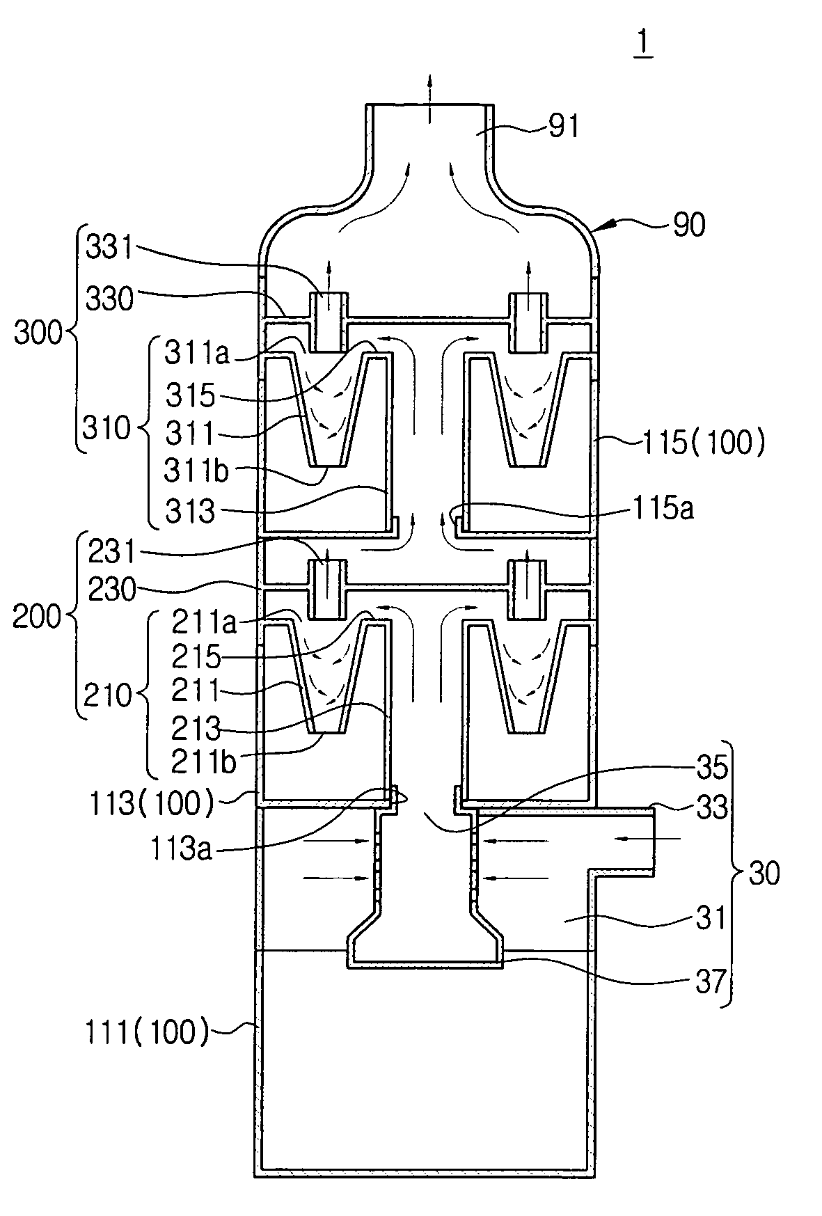 Multi-cyclone dust separator and a vacuum cleaner using the same