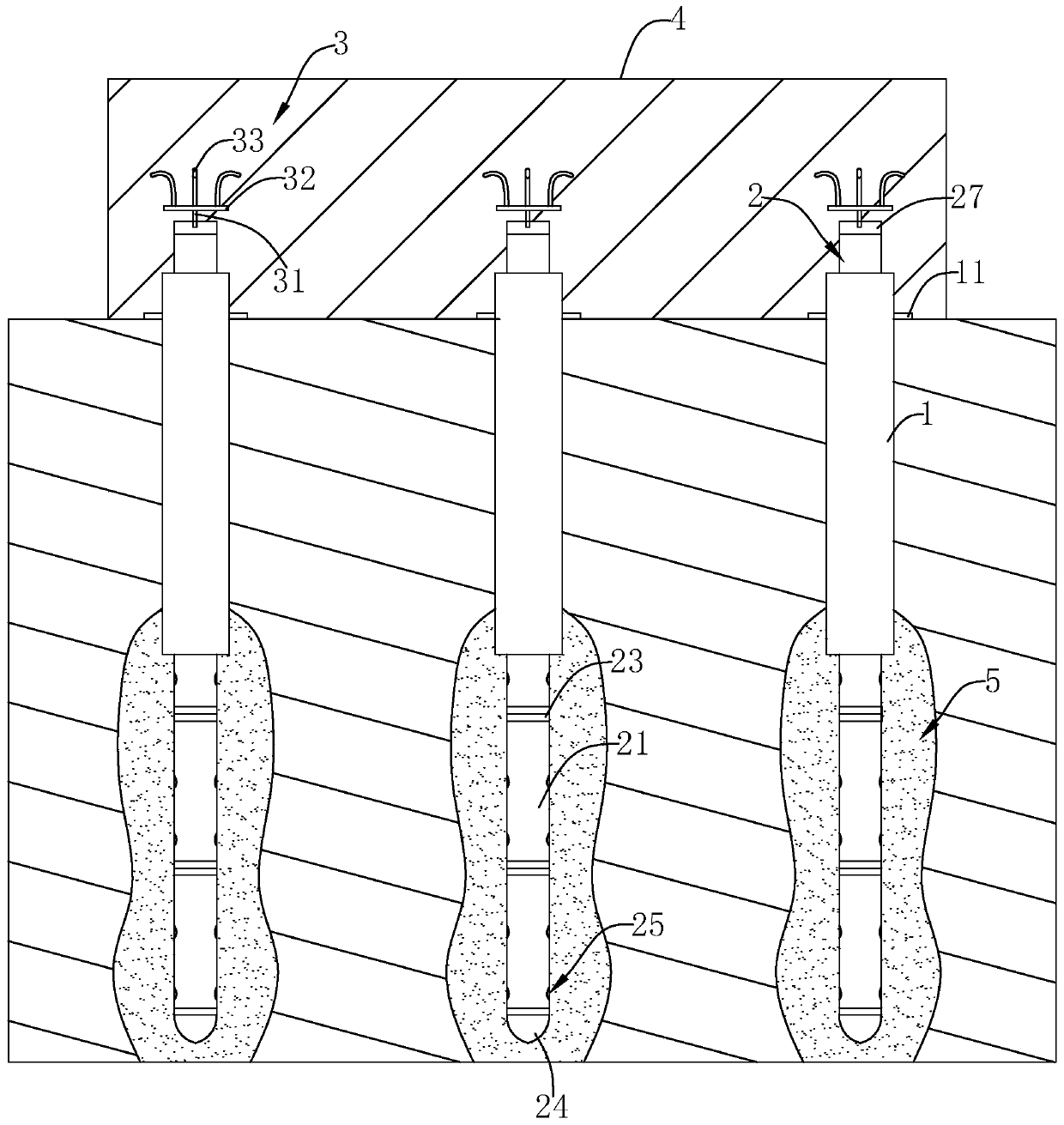 Pile cap foundation structure and construction method thereof