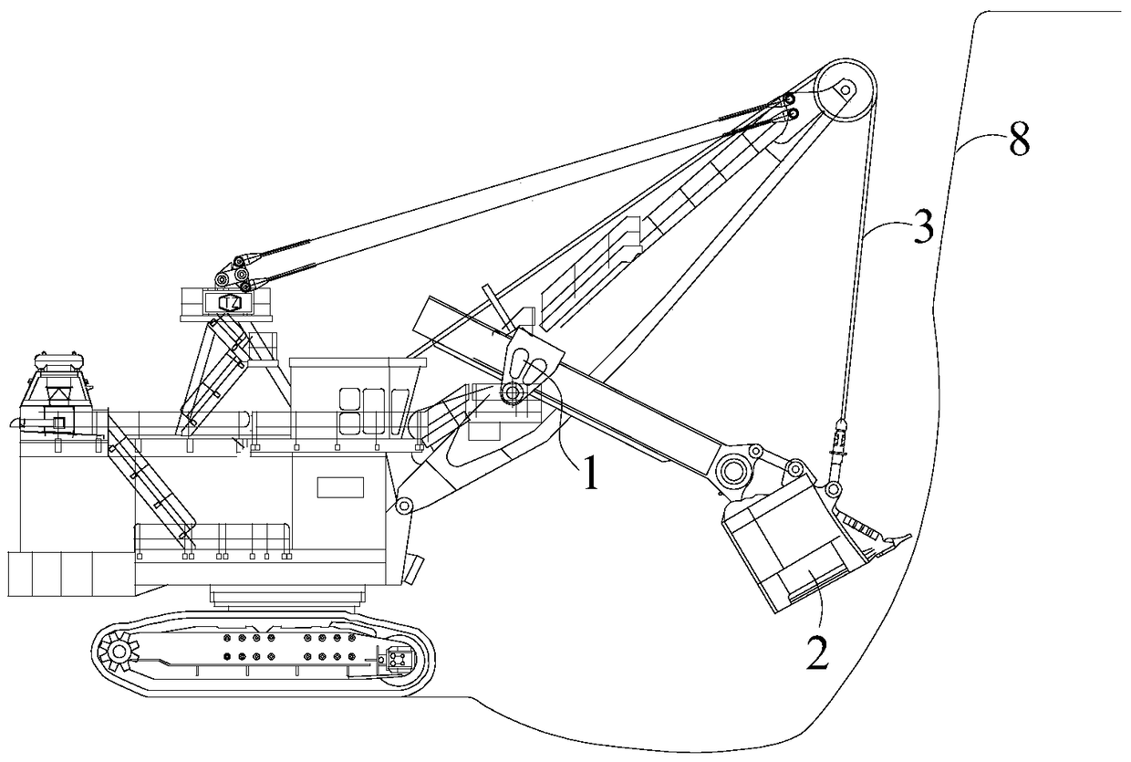 Mining Machinery Front Shovel Excavator and Its Pushing Mechanism Loss of Control Protection Method and Device