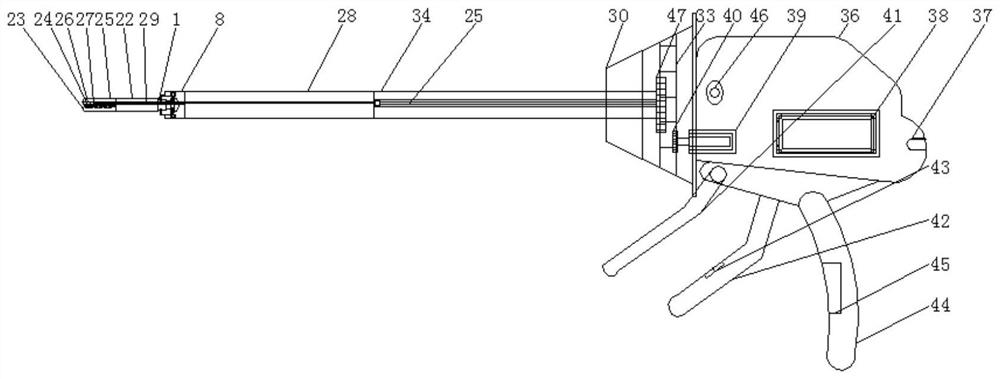 A minimally invasive endoscopic stapler that is easy to adjust the clamping angle