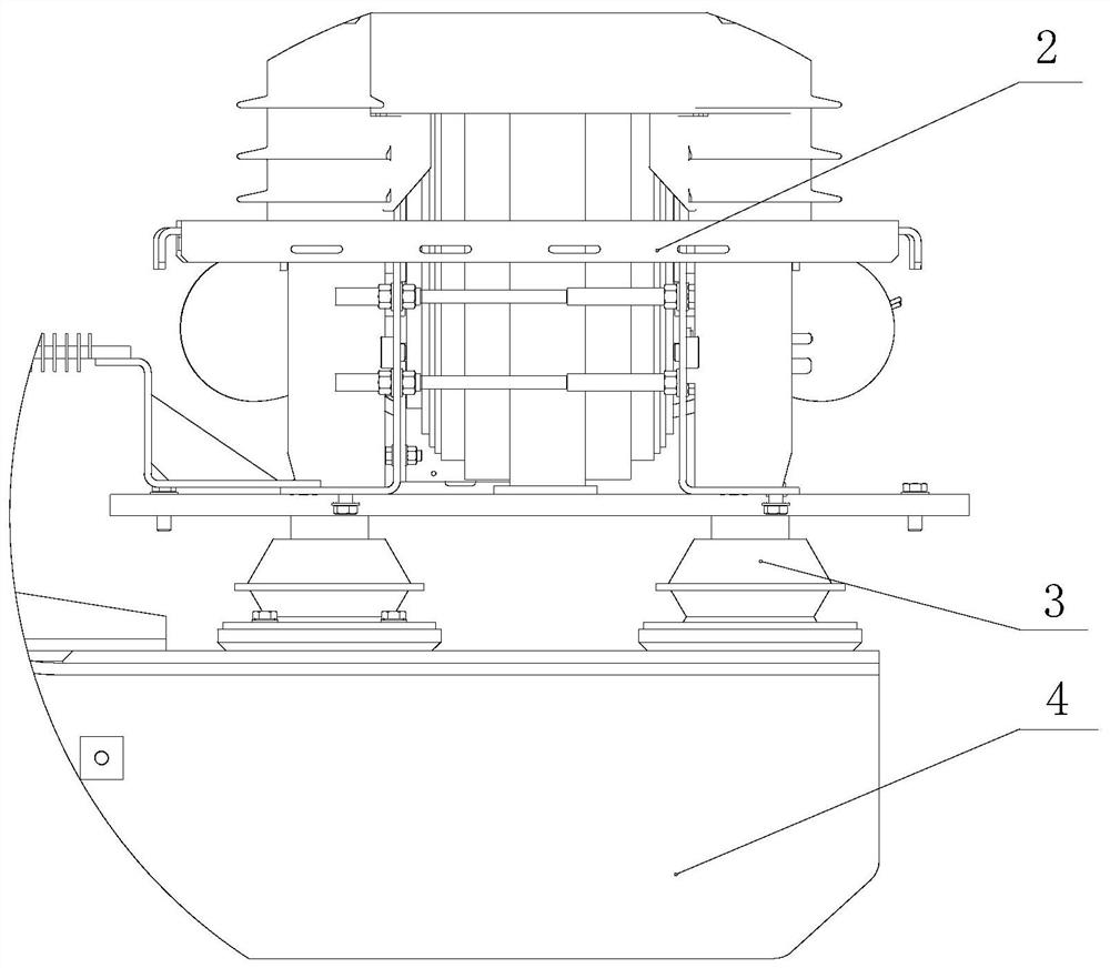 Connecting structure of wind turbine generator cabin and dry-type transformer
