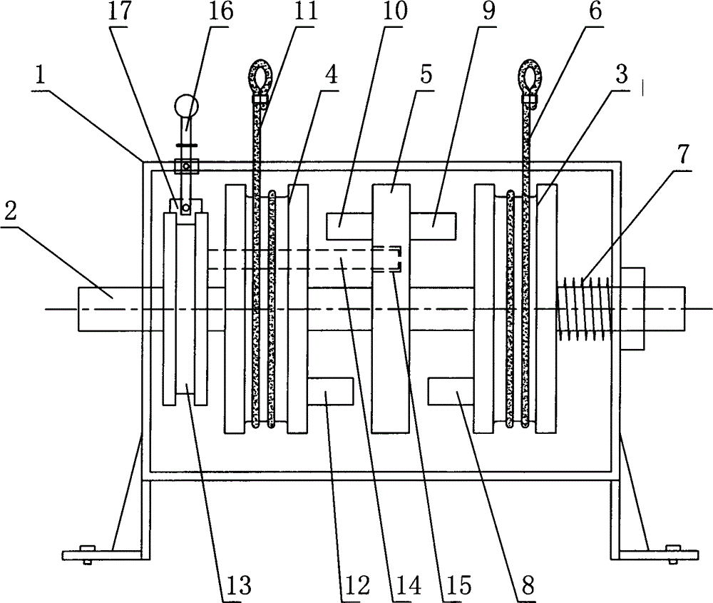 Rope winding roll-over device and roll-over bucket with same