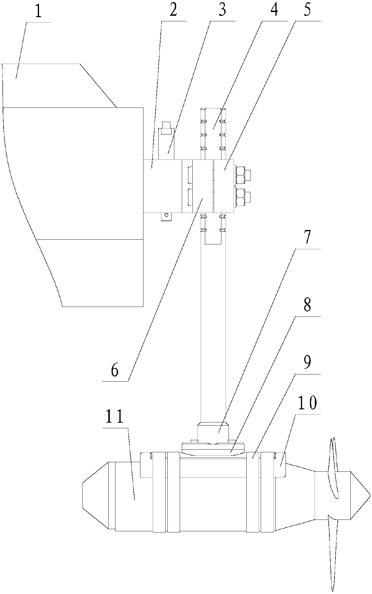 Portable unmanned ship propeller modular fixing device