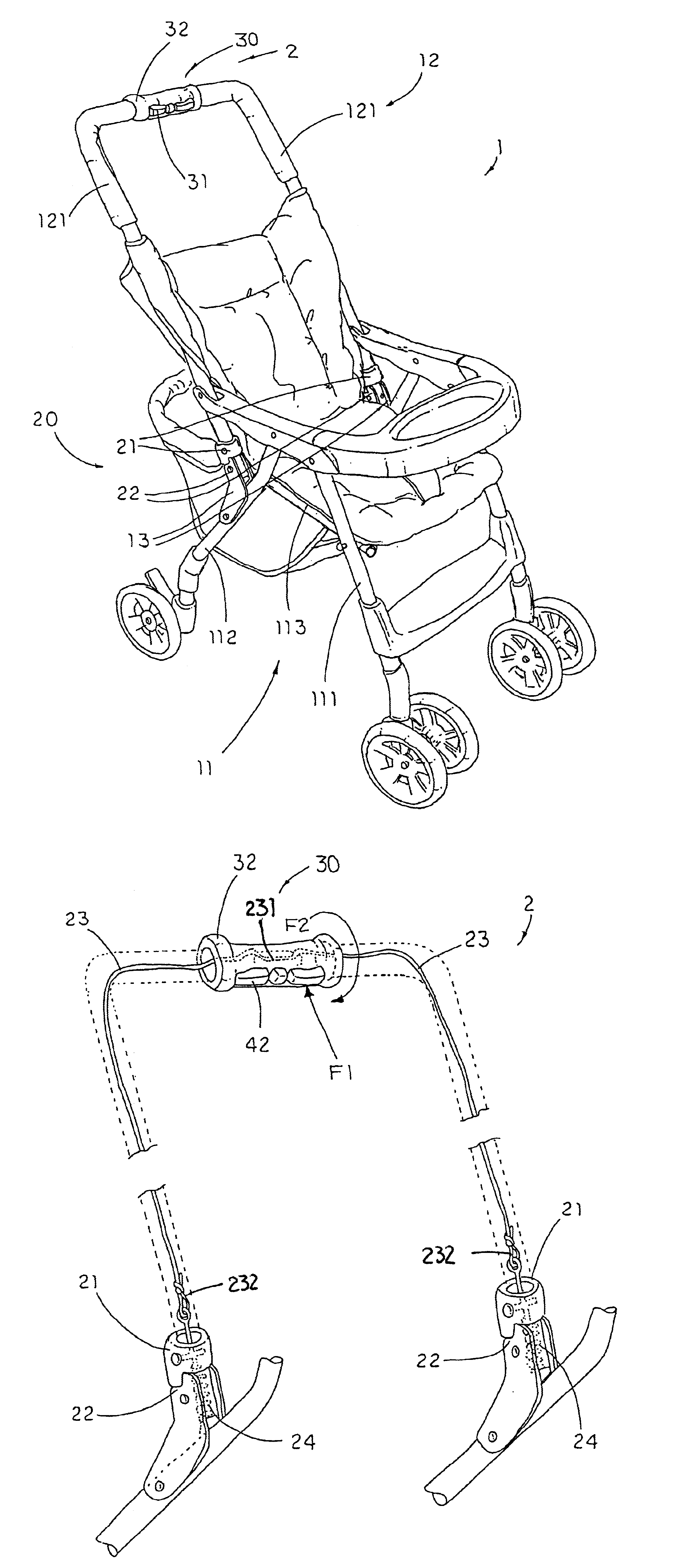 One-hand operational control device of foldable stroller
