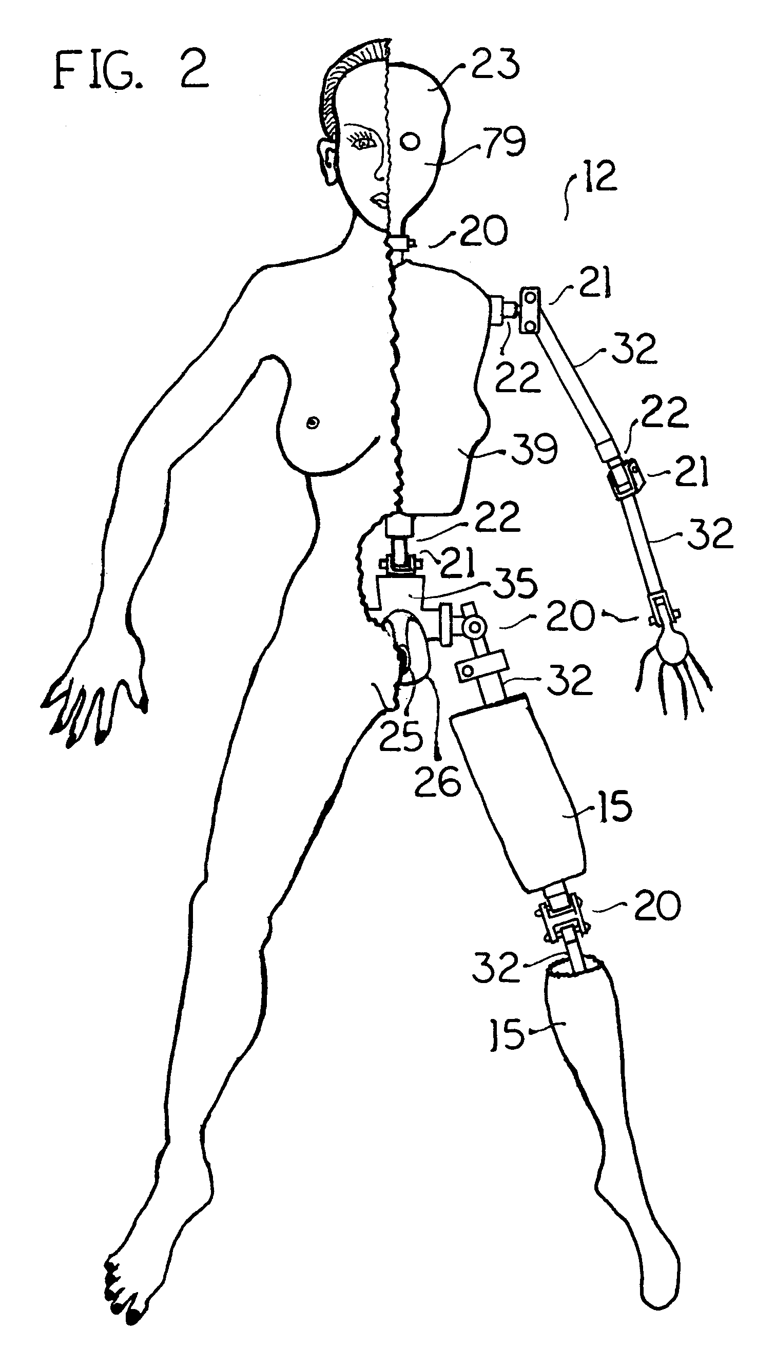 Full size fully articulated doll with selectively displayed alterative faces