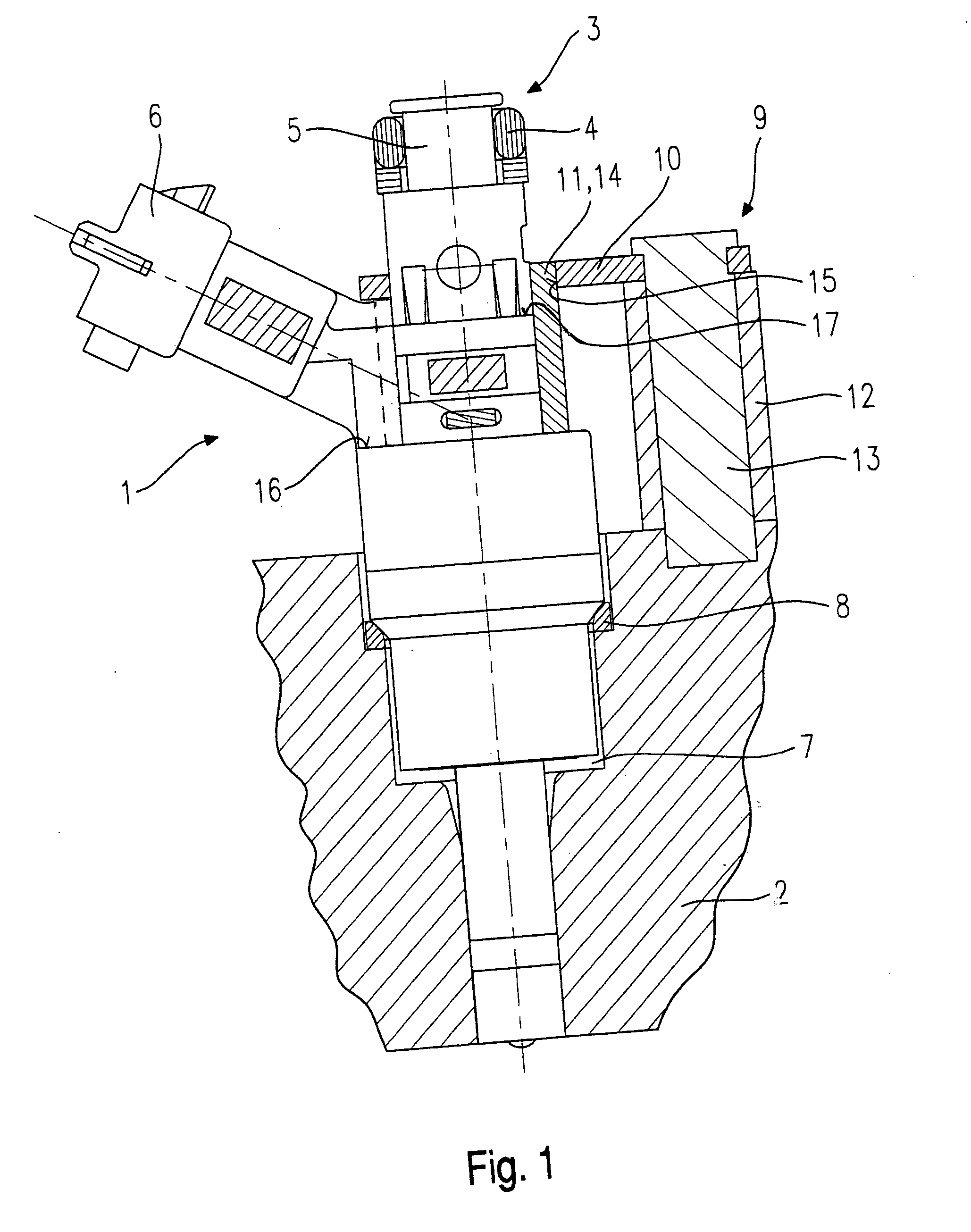 Fastening device for a fuel injection valve
