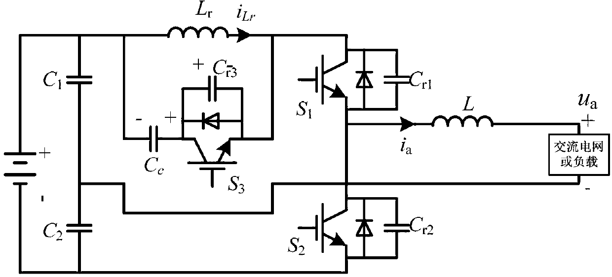 Energy-storage half-bridge type inverter of low-additional-voltage zero-voltage switch and modulating method