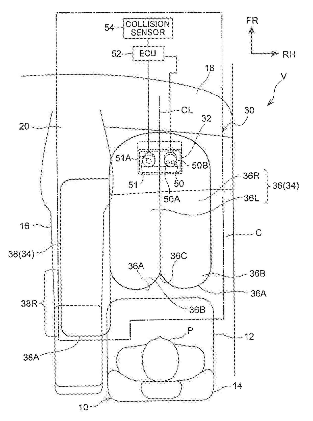 Vehicle front passenger seat airbag device